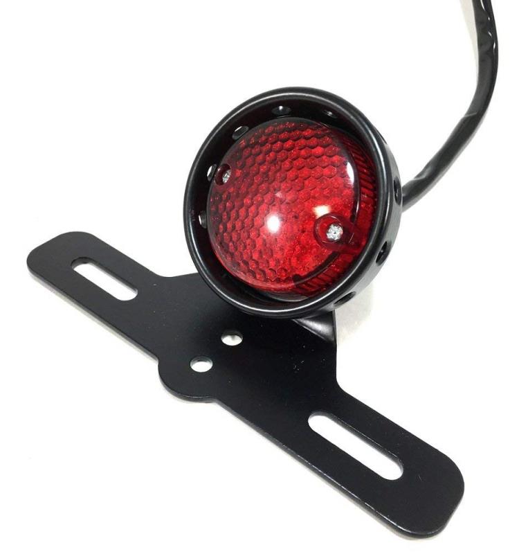 ONGMEIL ビンテージ LED テール ランプ ライト ナンバー灯 ステー 付き レッド レンズ バイク ドレスアップ カスタム パーツ 汎用