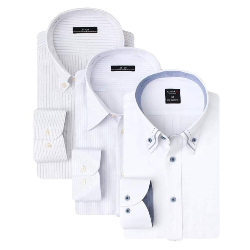 [アトリエ365] ワイシャツ 3枚セット 色・柄おまかせset イージーケア 形態安定 長袖Yシャツ メンズ/at-fux-3fix-ats (XL, 3fix-long)