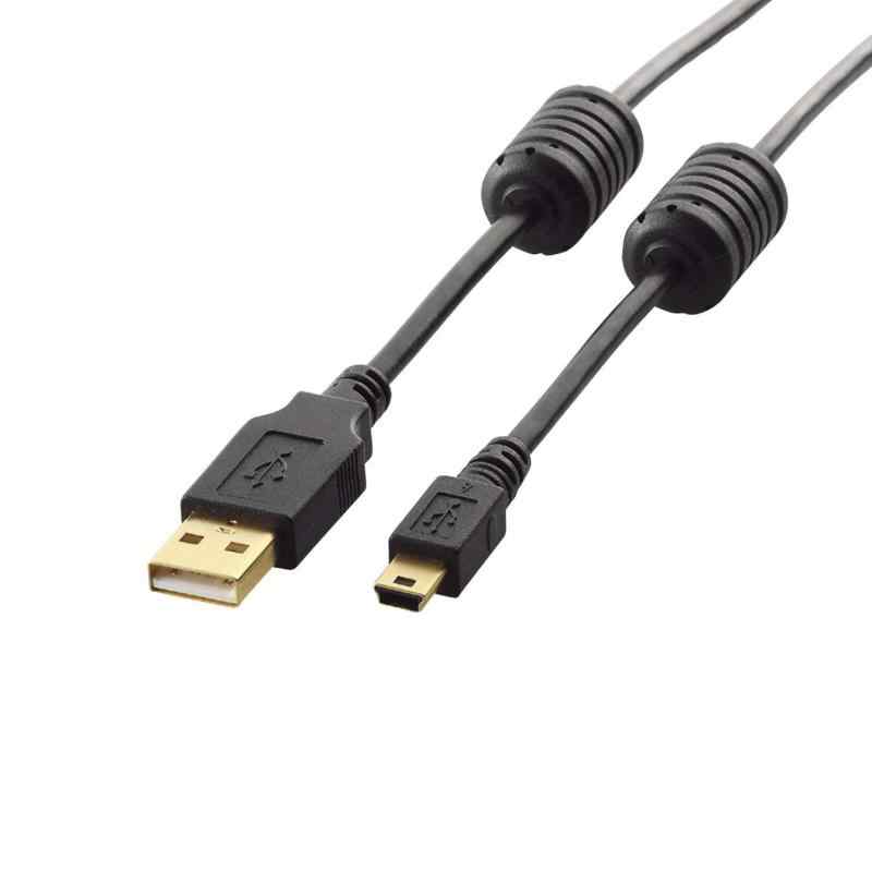 エレコム USBケーブル 【miniB】 USB2.0 (USB A オス to miniB オス) フェライトコア付 0.5m ブラック U2C-MF05BK