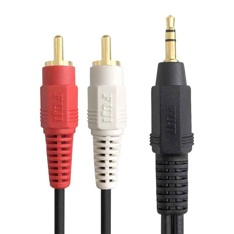 [フジパーツ] オーディオケーブル ステレオミニプラグ 3.5mm-ピンプラグ RCA×2（赤・白） 変換ケーブル FVC-323シリーズ (1m, ストレー