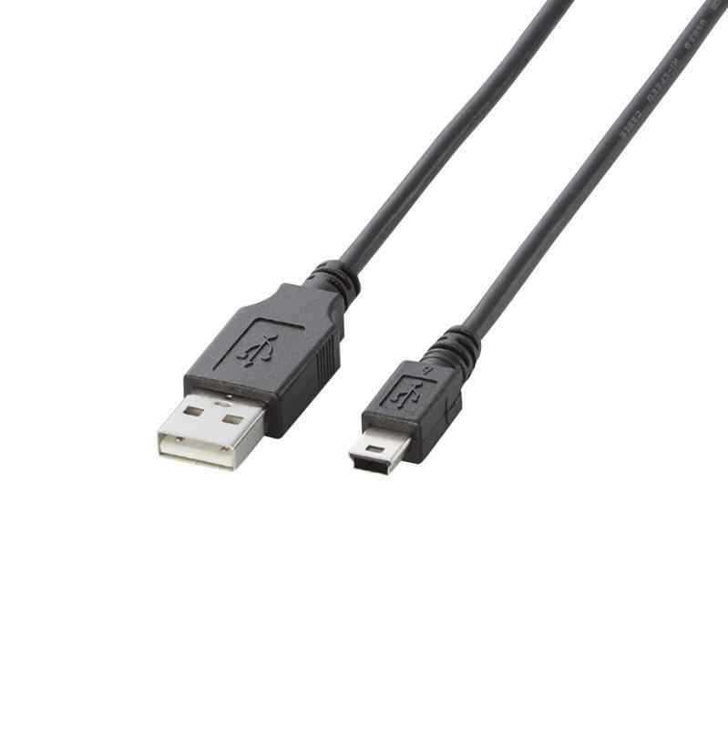 エレコム USBケーブル 【miniB】 USB2.0 (USB A オス to miniB オス) ノーマル 5m ブラック U2C-M50BK