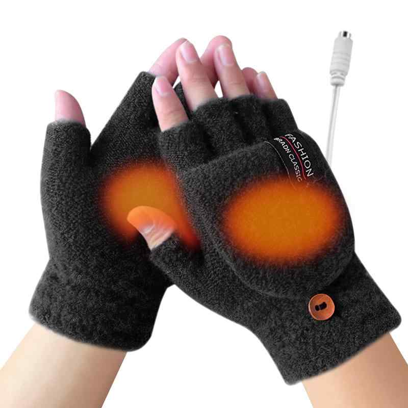 [ANICEMOON] 手袋 メンズ 電熱グローブ ヒーター付き 柔らかい 電熱手袋 防寒手袋 指切り カバー 2way グローブ USB給電式 手袋 男女兼用