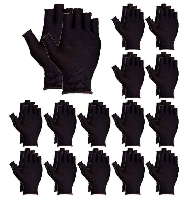 [heizi] 指なし手袋 15双セット 軍手 滑り止め 加工 作業用 手袋 通気 吸汗 伸縮 手汗 対策 ガーデニング グローブ (黒)