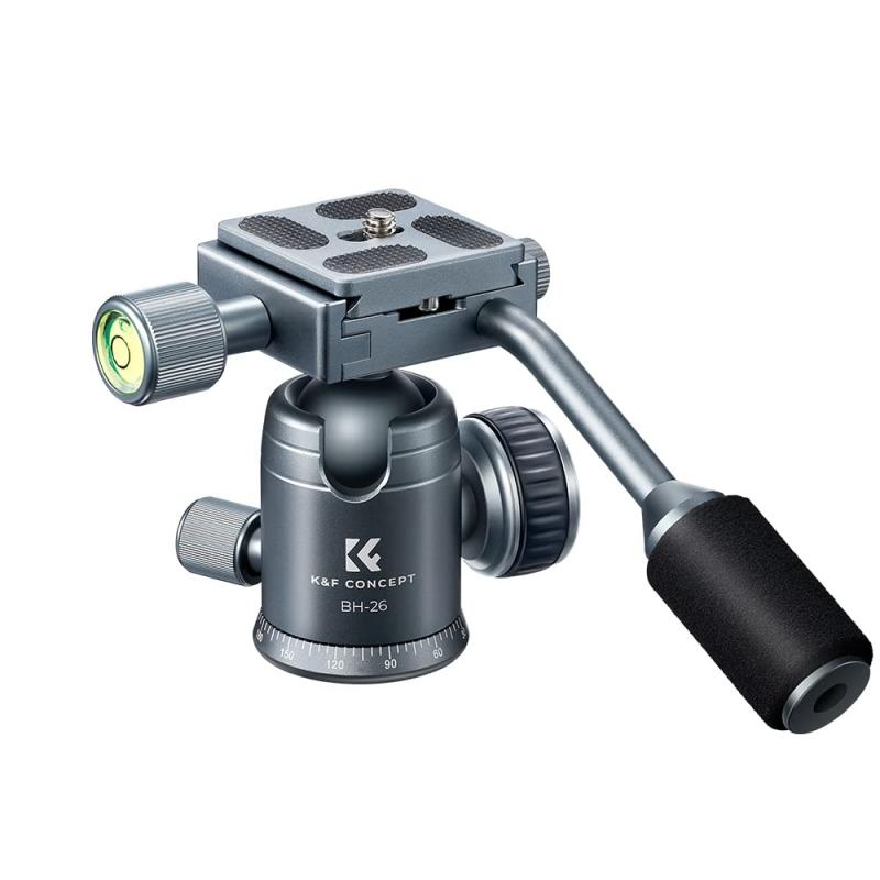 K & F Concept 雲台 三脚アクセサリー (耐荷重8kg/26mm/グレー)