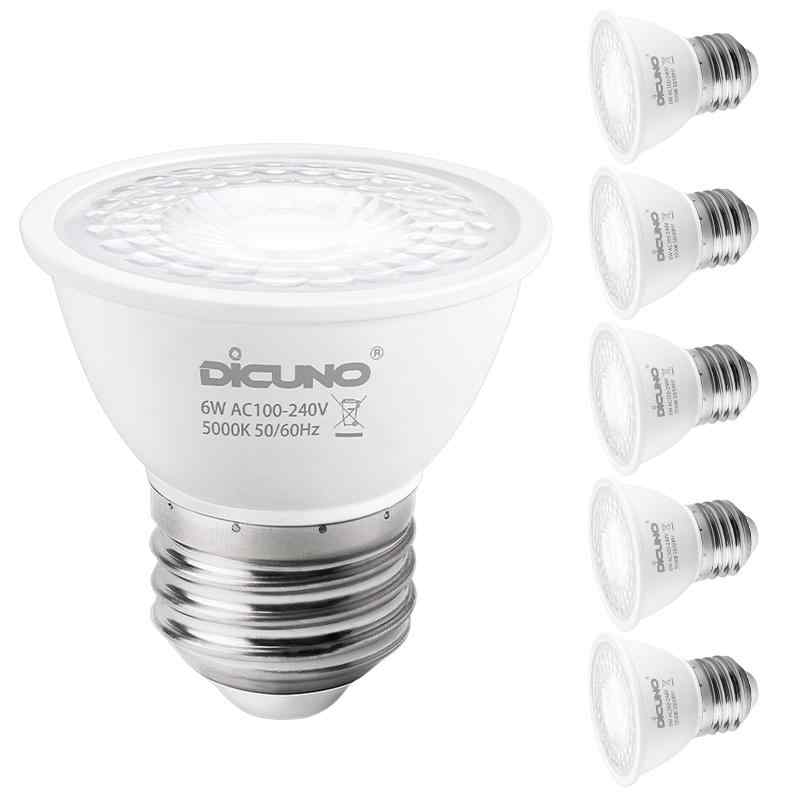 DiCUNO LED電球 E26口金 スポットライト 6W 60W形ハロゲン電球相当 660lm LEDスポットライト 広角 高輝度 AC100-240V 調光器非対応 PSE認