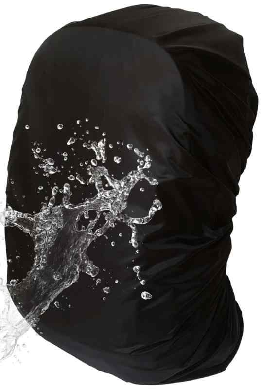[BEACO] ハズれない ベルト付き リュックカバー 耐水圧2000mm 十字型ベルト フック付き収納袋 防水コーティング (ブラック, M)