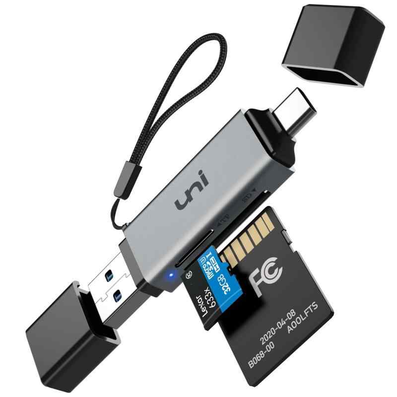 SDカードリーダー USB 3.0 uniAccessories Type-C 2-in-1カードリーダー SD/TF同時読み書き OTG対応 高速転送 iMac、PC、Windows11、Andr