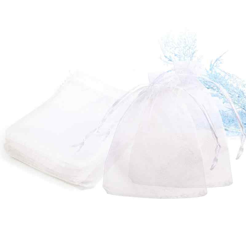 オーガンジー巾着袋 ラッピング 小分け袋 透明 生地 プレゼント ギフト袋 ポーチ 巾着 袋 (13x18cm 30枚)
