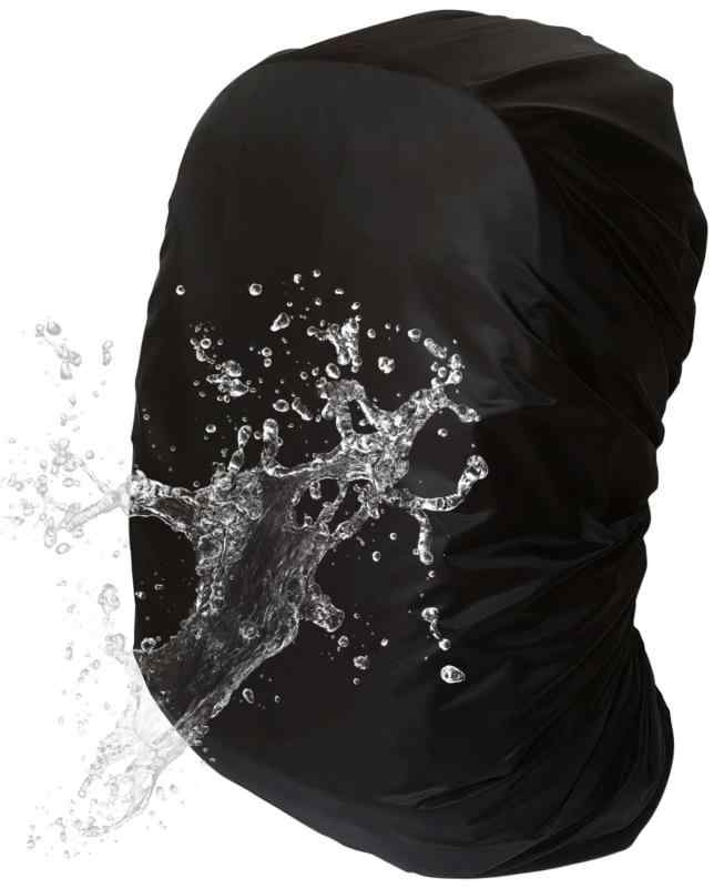 [BEACO] ハズれない防水リュックカバー 耐水圧2000mm 十字型ベルト付き フック付き収納袋 防水コーティング (ブラック, M)