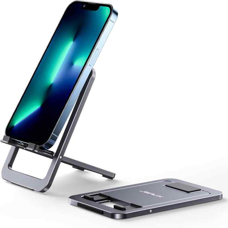 JSAUX スマホスタンド 卓上 携帯スタンド 折りたたみ 角度調整可能 iphone スタンド 持ち運びに便利 充電スタンド アルミ製 滑り止め 4-8