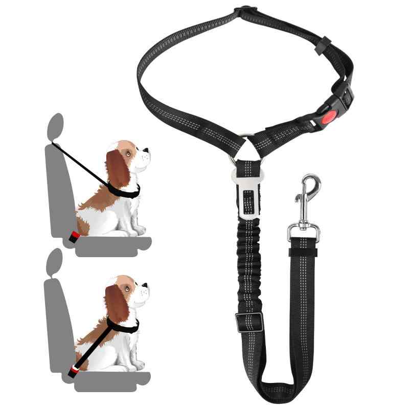 FINGOOO 犬 シートベルト 車専用リード 安全ベルト ペット 猫 犬用 長さ調整可能な100センチ 伸縮 簡単装着 (バックル付き 1本セット)