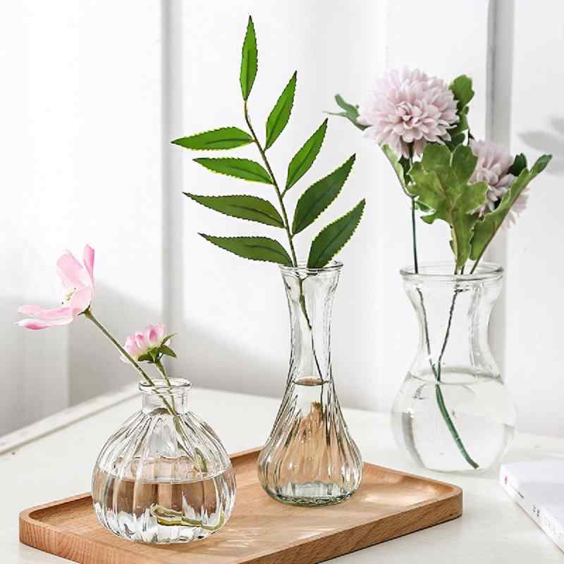 ガラスの花瓶 花器 フラワーベース ガラスベース 3つセット ガラスボトル アレンジ インテリア 水栽培 生け花 造花 おしゃれ シンプル イ