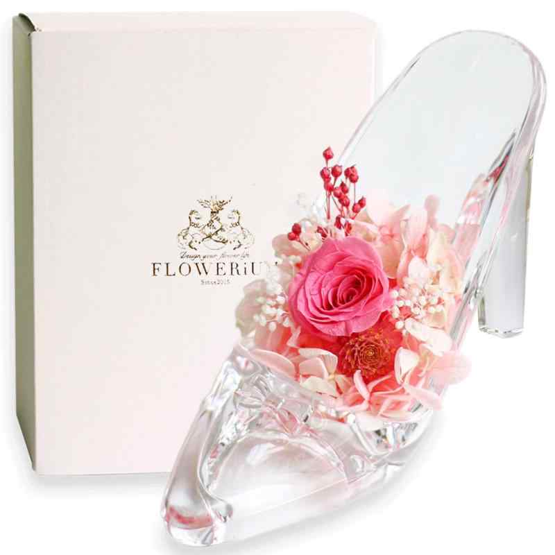 [フラワリウム] ガラスの靴 プリザーブドフラワー ギフト ホワイトデー 薔薇 バラ 贈り物 誕生日 プレゼント 花 ガラス フラワーアレンジ