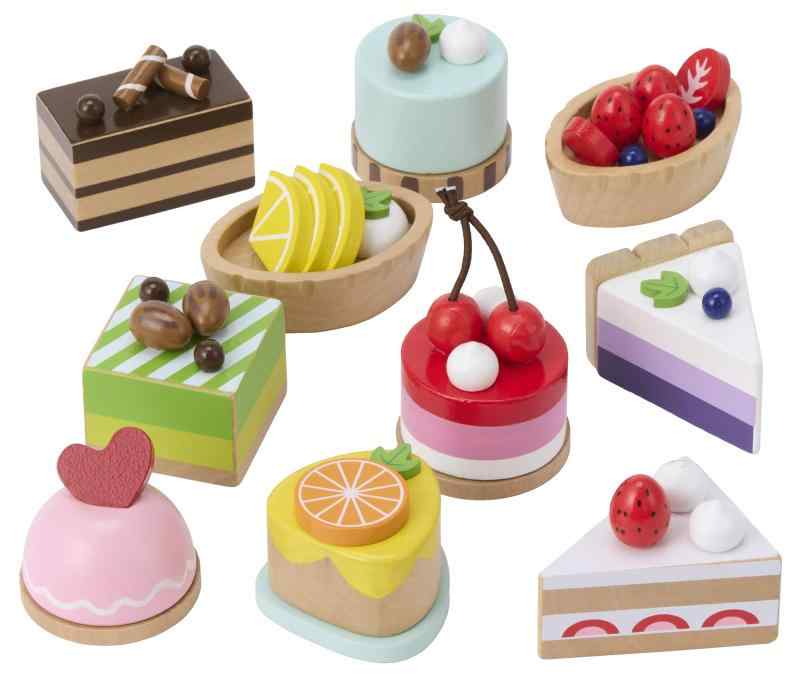 Sweet Little Chef ままごと ケーキ ティーセット 木製 スイーツ プチケーキ 知育玩具 (プチケーキセット P-cake)