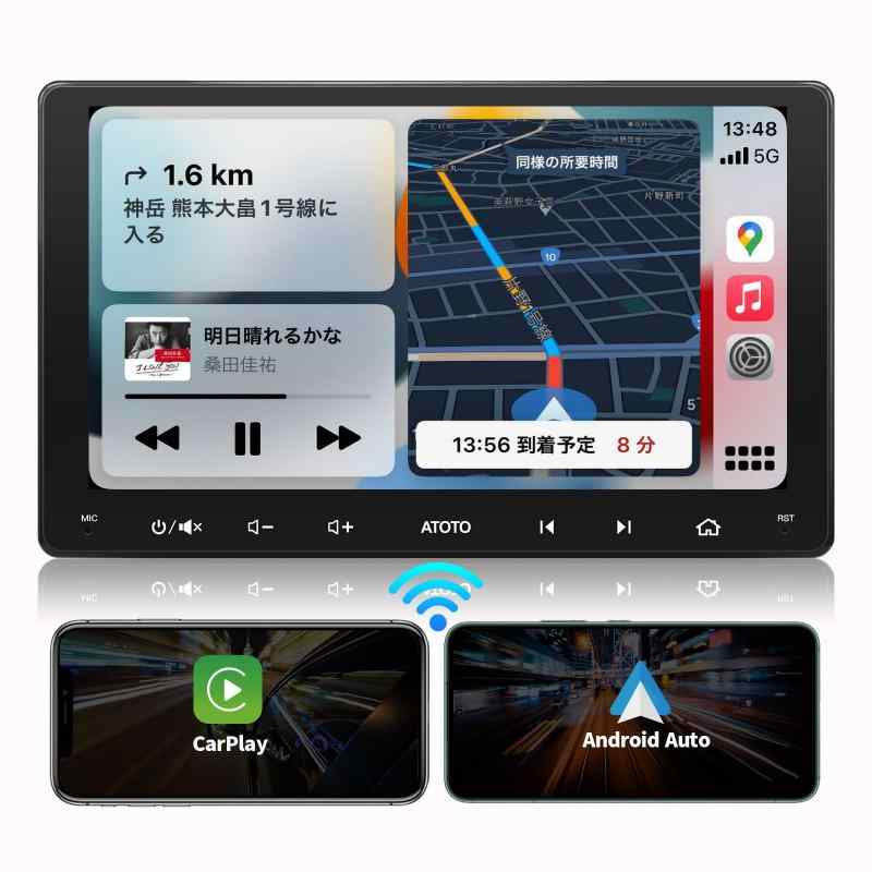 ATOTOインダッシュダブルディンデジタルメディアカーステレオ-SA102スターター-CarPlay＆Android Auto対応-Bluetoothハンズフリー/オーデ