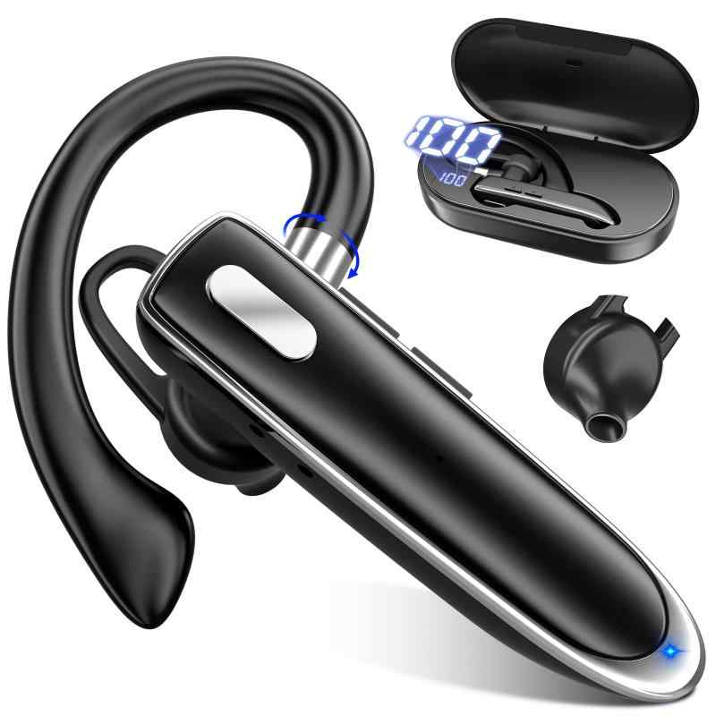 Bluetoothヘッドセット Bluetoothイヤホン 最大16時間連続使用 耳掛け式 片耳イヤホン bluetooth (ケース付き)