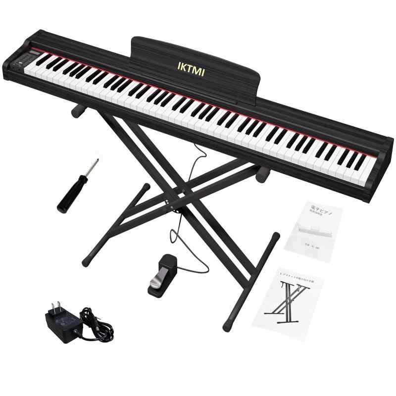 IKTMI 電子ピアノ 88鍵盤 midiキーボード キーボード ピアノ 電子キーボード Digital Piano 初心者子供 ペダル付き ミニ 持ち運び本物 (