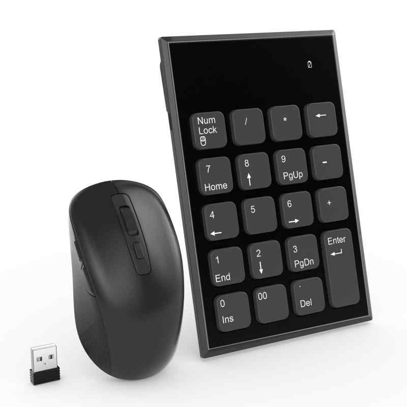 ワイヤレス テンキー マウスセット、19キー2.4G 数字テンキー＆ 800/1200/1600 DPI マウス セット 小型 持ち運び USB接続 無線 テンキー