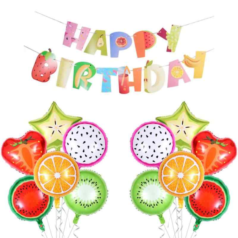 Motto Collection 1歳 誕生日 25個 セット バルーン 風船 飾り 飾り付け 男の子 女の子 虹 雲 クラウン カップケーキ (HBDフルーツ)