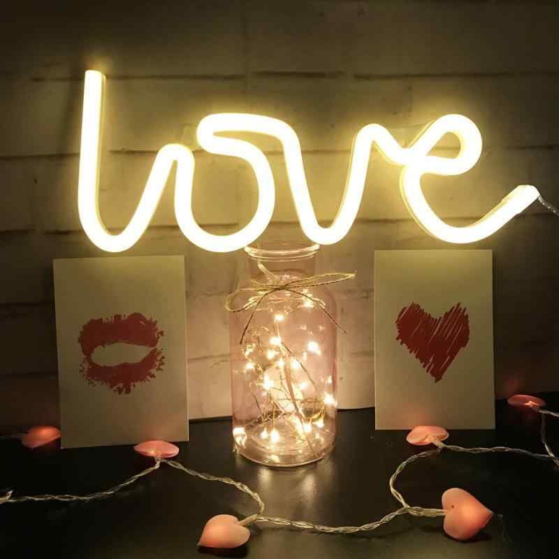 QiaoFei LED LOVEライト屋内装飾夜ランプネオンサイン イルミネーション ナイトライト 壁の装飾ライト雰囲気作り バレンタイン ホーム飾