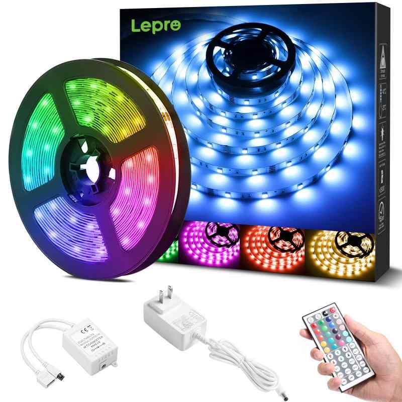 Lepro LEDテープライト 非防水 RGB 高輝度 調光調色 ledテープ 切断可能 明るいライト 間接照明 室内装飾用 テープライト (5メートル)