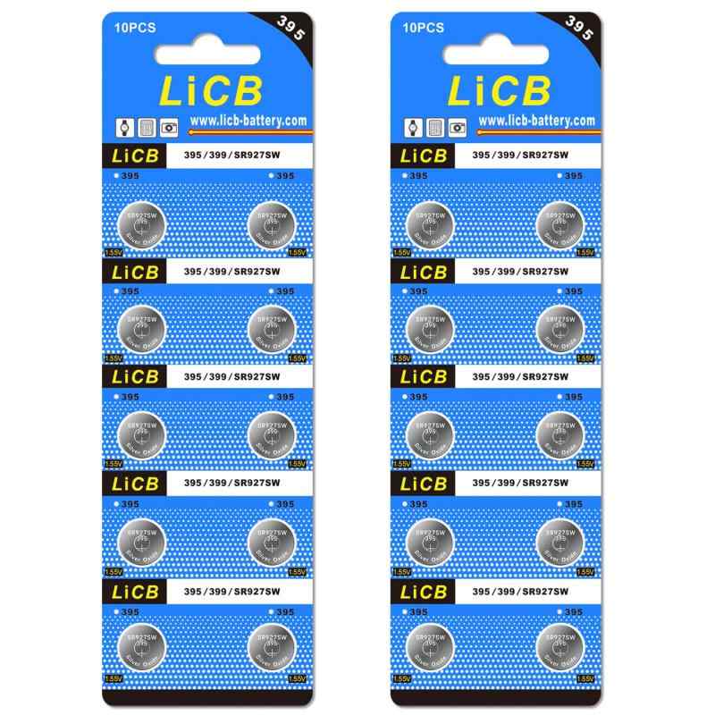 LiCB 20個 SR927SW ボタン電池 時計用【SR927sw、395、LR927、AG7、399、LR57、SR927相当品】
